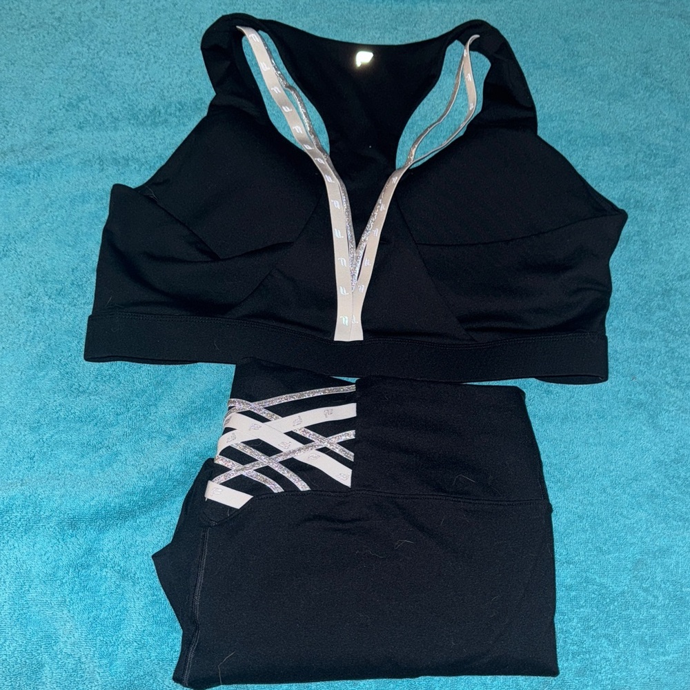 Fabletics Black Leggings and Sports Bra Set